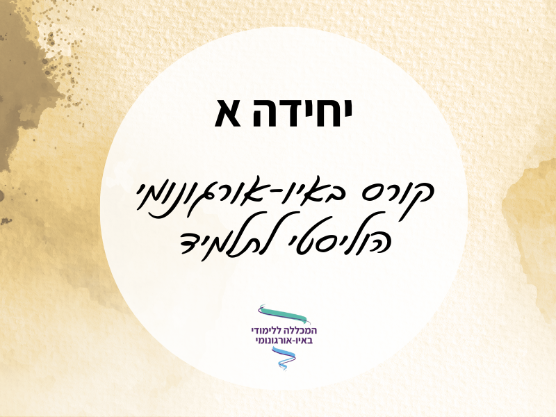 יחידה א – קורס באיו-אורגונומי הוליסטי לתלמיד